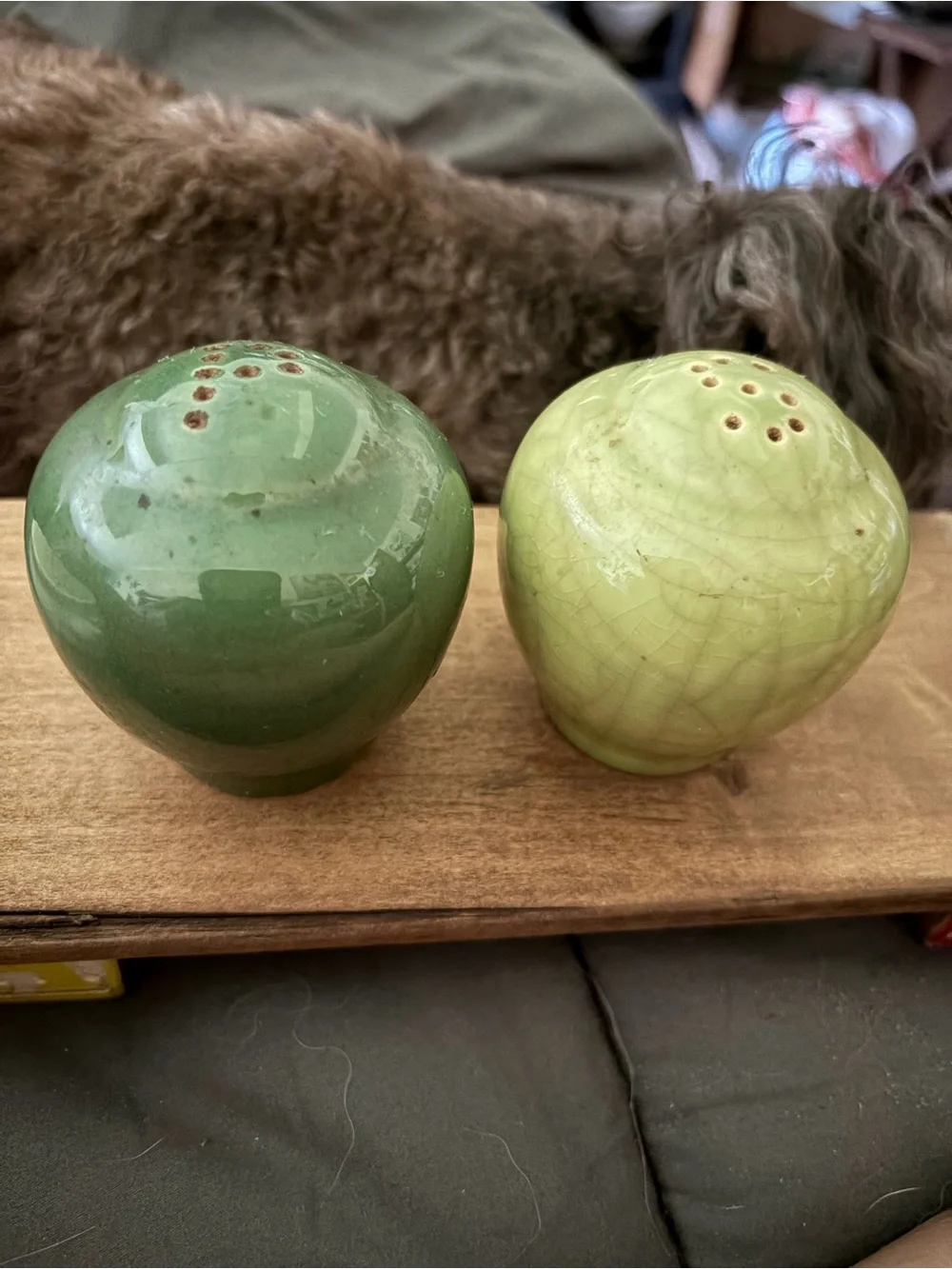Vintage Ballerina Ware Chartreuse Salt & Pepper Shakers, Mid-Century Modern